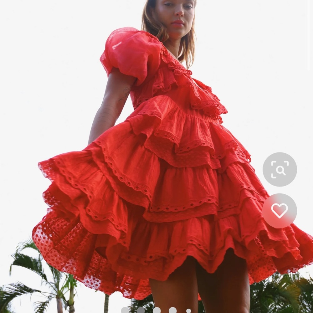 Innika Choo NWT scallop frill mini dress with ties